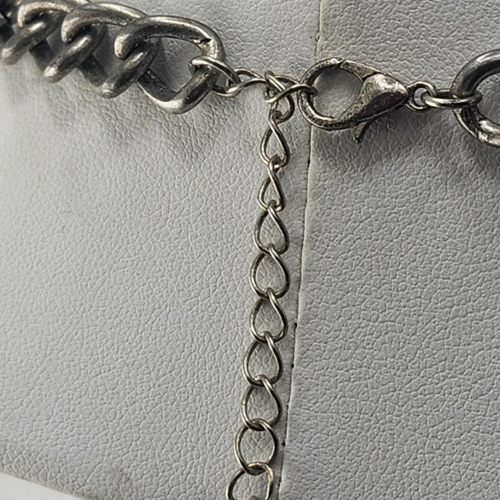 Republique Francaise SILVER Tone Faux Turquoise  Beads‎ Horns COINS NECKLACE